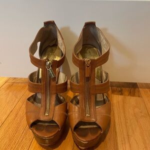 Michael Kors Zipper heels - Berkeley Heels in Luggage Brown. Used fair